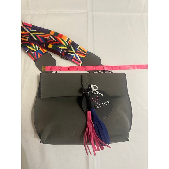 Velvet Fox Gray Crossbody Bag with Boho Strap - Picture 3 of 7